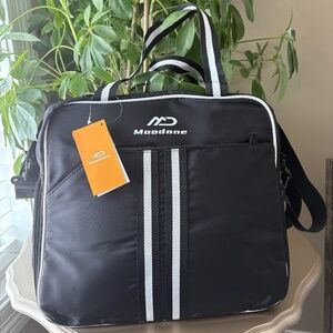 Moodone Black Pickleball Crossbody Bag with Shoe Compartment